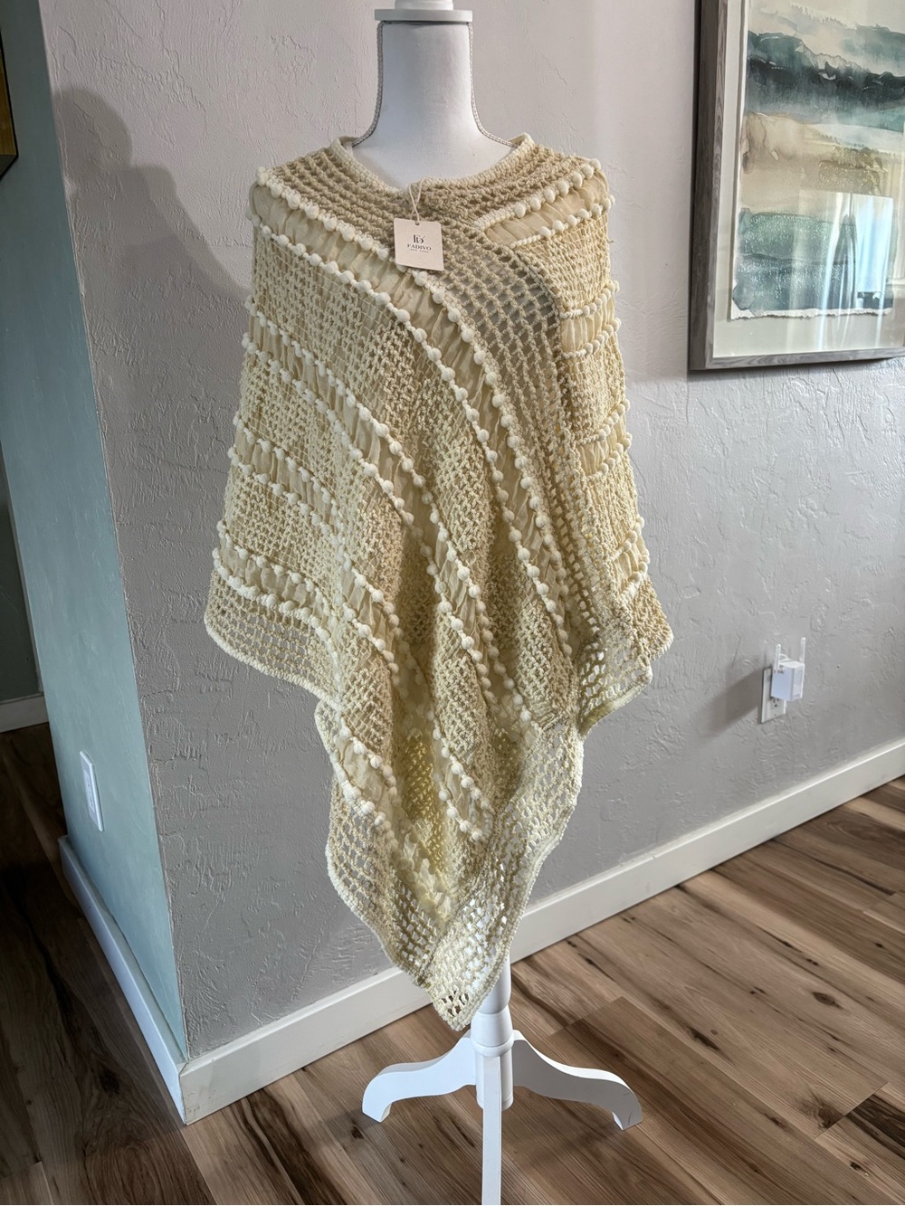Ivory Knit Poncho - Soft Textured Poncho NWT OS fits all